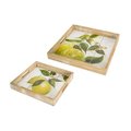 Melrose International Melrose International 74364DS 13.5; 15.75 in. Wood & MDF Lemon Print Tray - Set of 2 74364